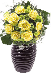 Vase mit gelben Rosen